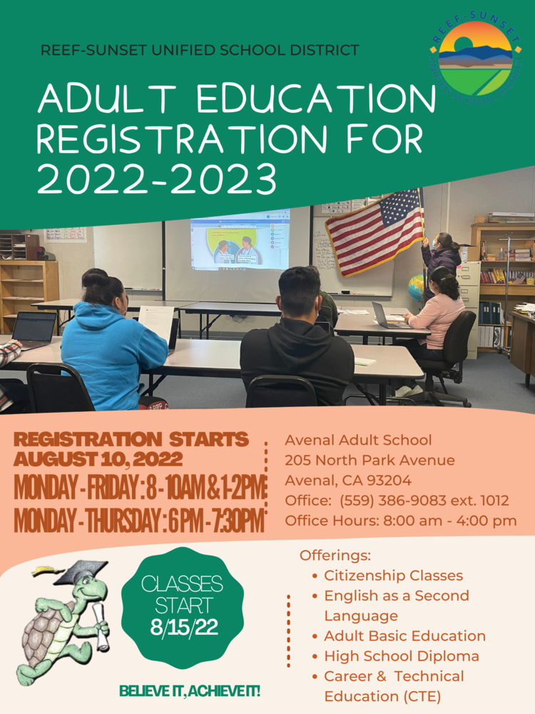 Adult Education Registration Dates and Times