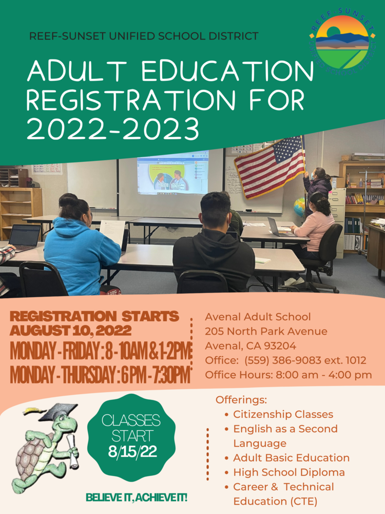 2022-2023 Adult Education Registration Information | Avenal Adult School